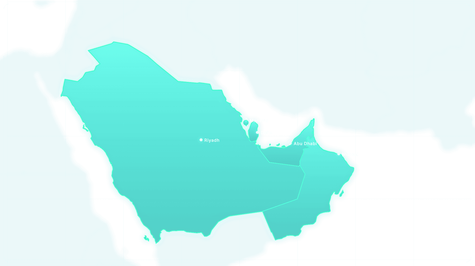 Map of GCC countries with AI regulation highlights