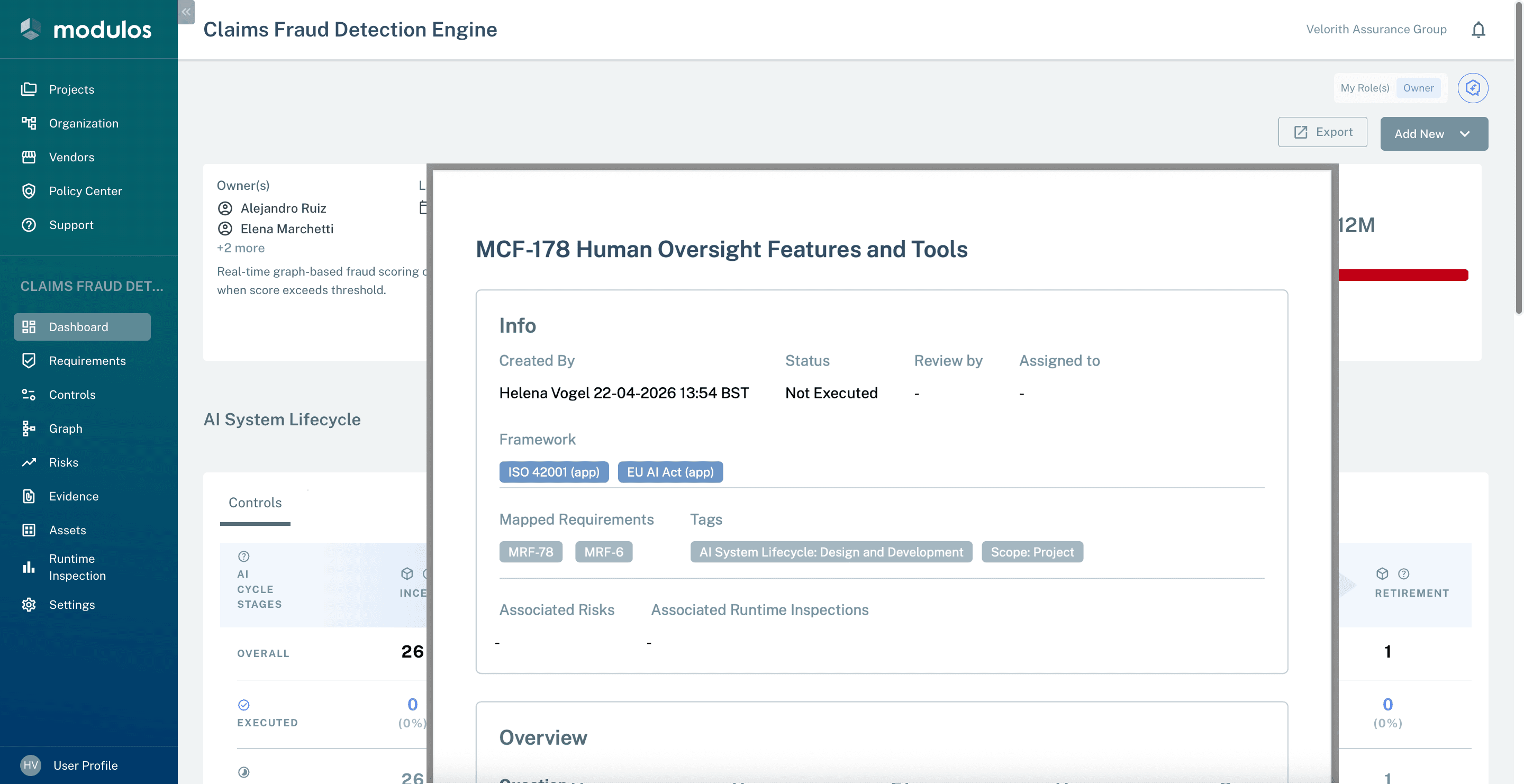 Audit export packages in the Modulos platform