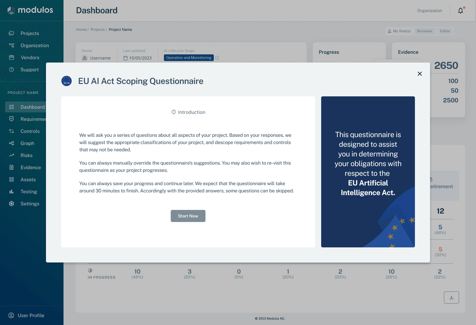 Scoping questionnaire with risk classification result