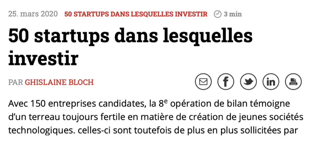 Modulos named one of the “Top 50 Startups to invest in” by Bilan Magazine